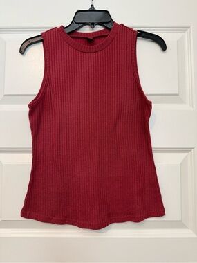 SHEIN High Neck Ribbed Rust Colored Tank Top